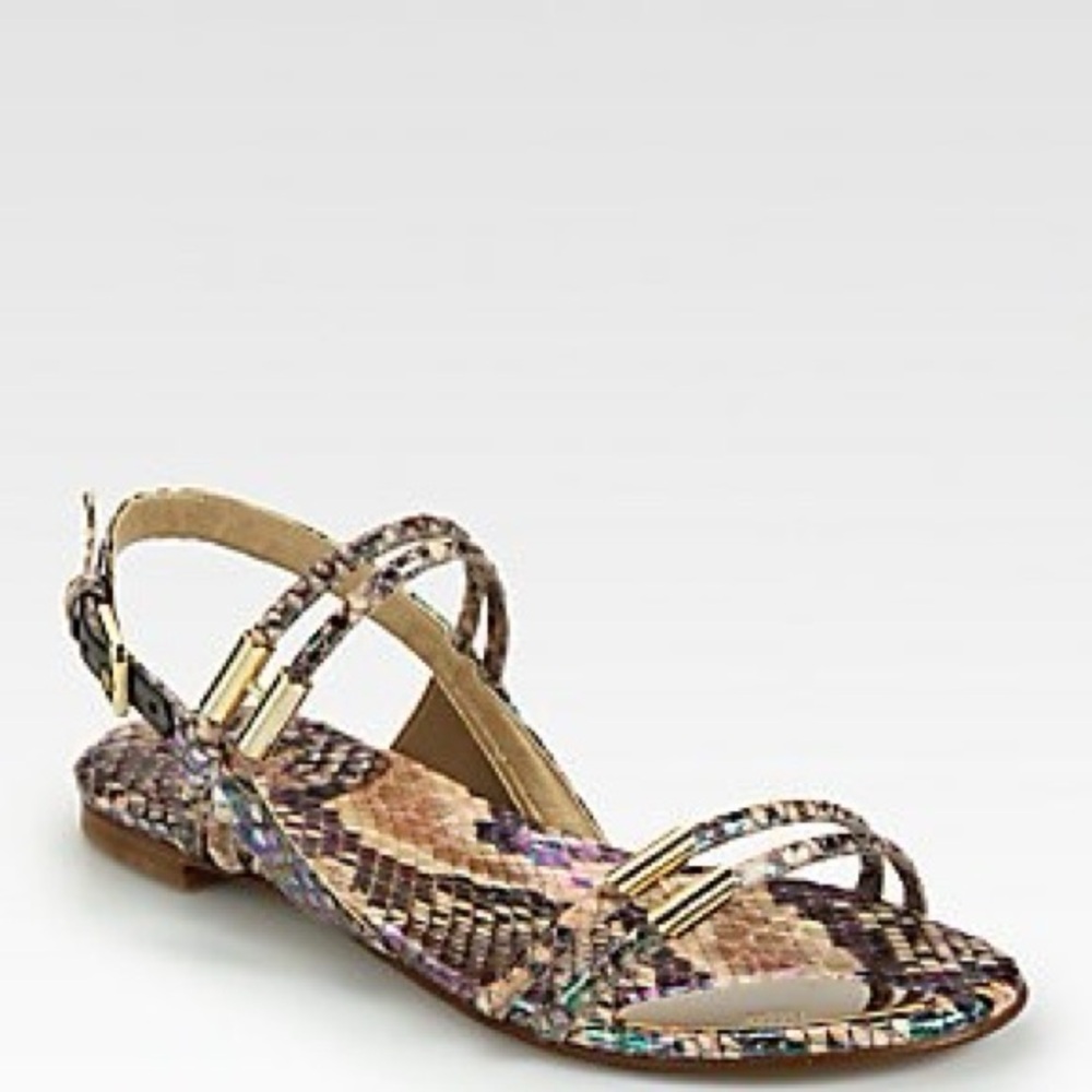 Stuart Weitzman Rolldown Metallic Snake-Embossed … - image 1